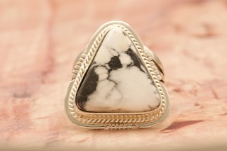 Genuine White Buffalo Turquoise Sterling Silver Navajo Ring